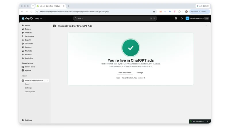 Product Feed for ChatGPT Ads