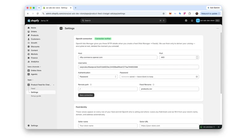 Product Feed for ChatGPT Ads