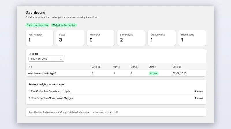 PollPal ‑ Social Product Polls