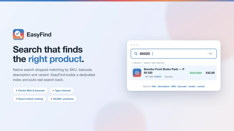 EasyFind ‑ Search autocomplete