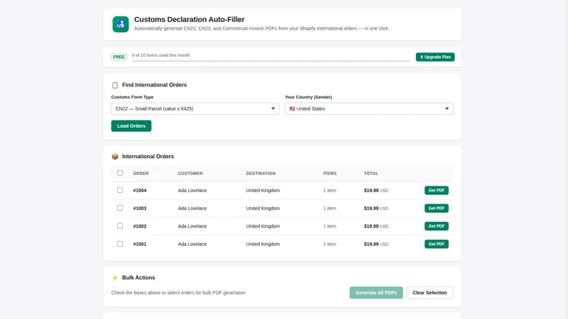 Customs Declaration Auto‑Fill