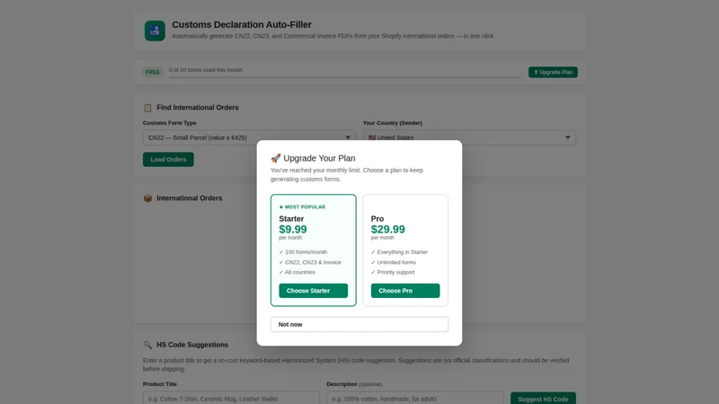 Customs Declaration Auto‑Fill