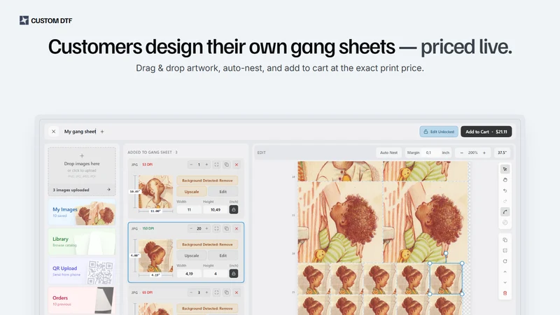 Custom DTF: Gang Sheet Builder