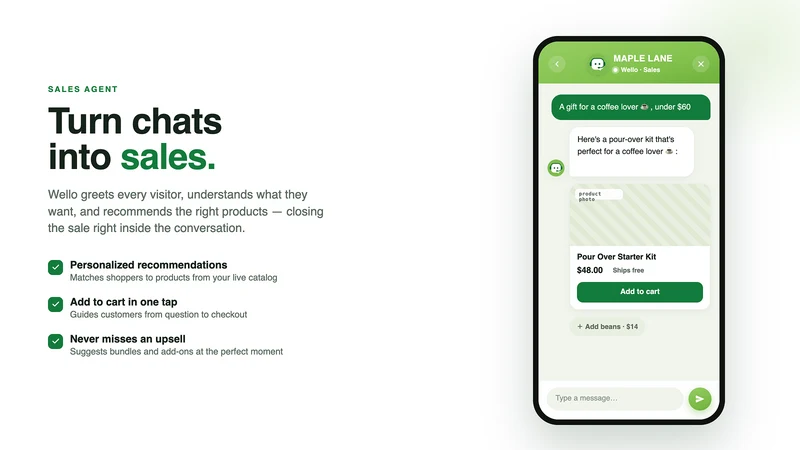 Wello: AI Chatbot & Live Chat