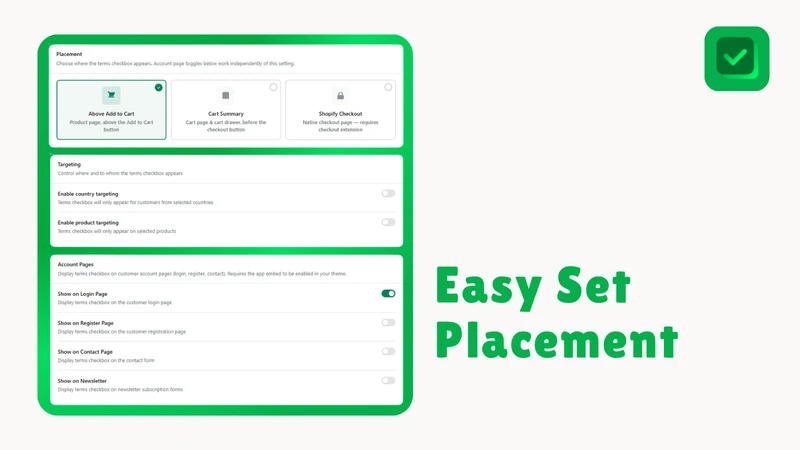 T&C ‑ Terms Checkbox