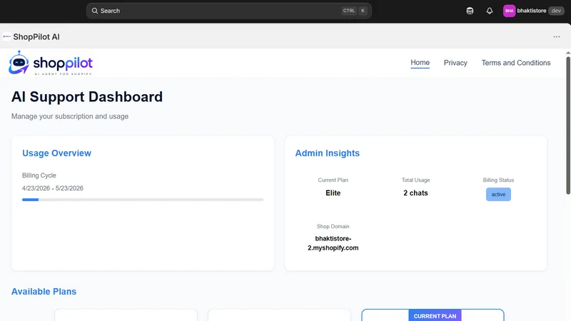 ShopPilot ‑ AI Chat & Support