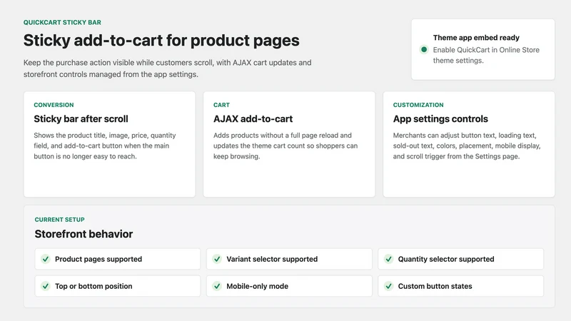 QuickCart Sticky Bar