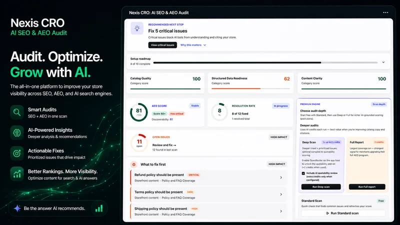 Nexis CRO: AI SEO & AEO Audit