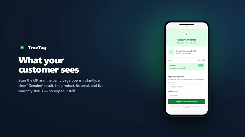 TrueTag: Serial QR & Warranty