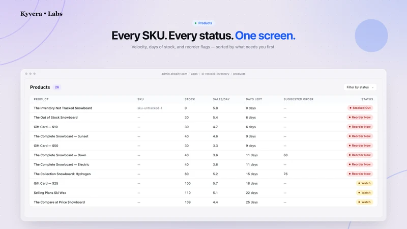 Restock & Inventory Manager