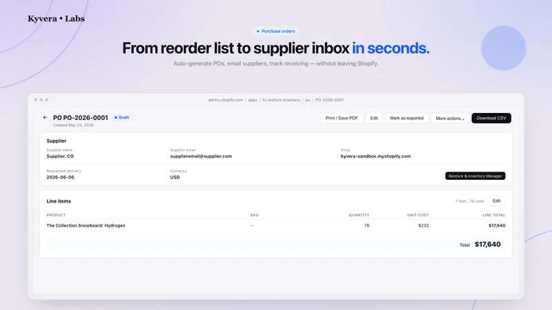 Restock & Inventory Manager