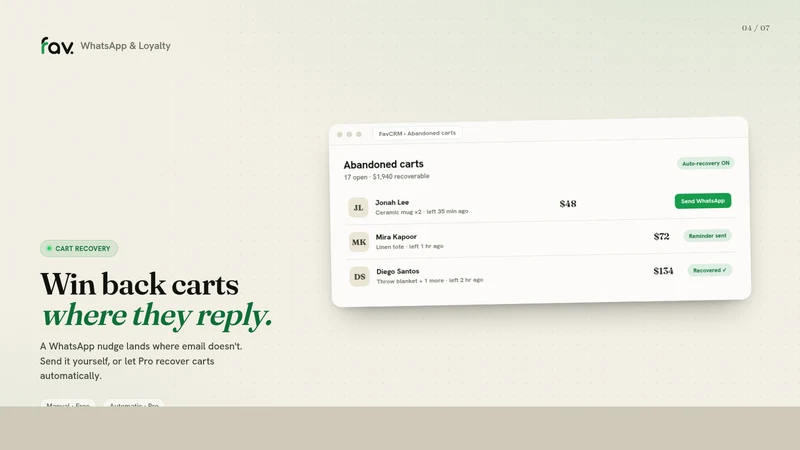 FavCRM: WhatsApp & Loyalty