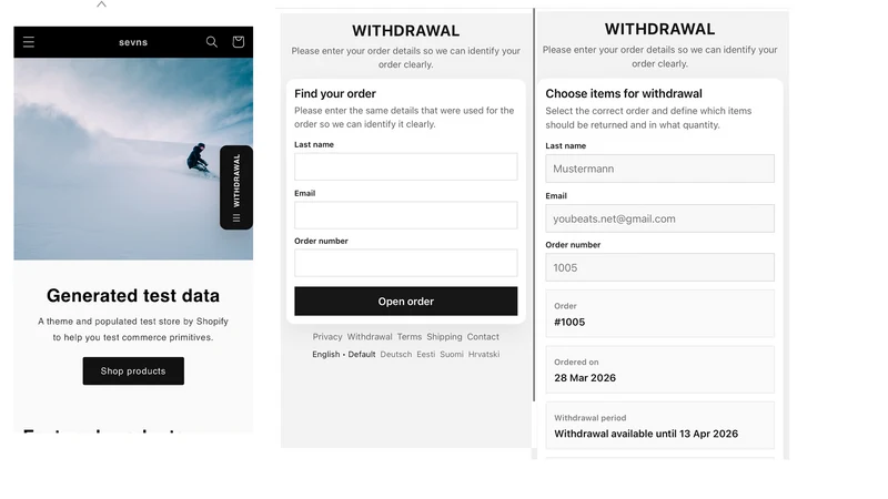 SEVNS EU Withdrawal Button