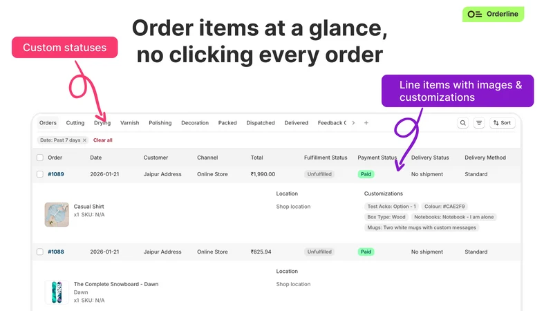 Orderline Custom Order Manager
