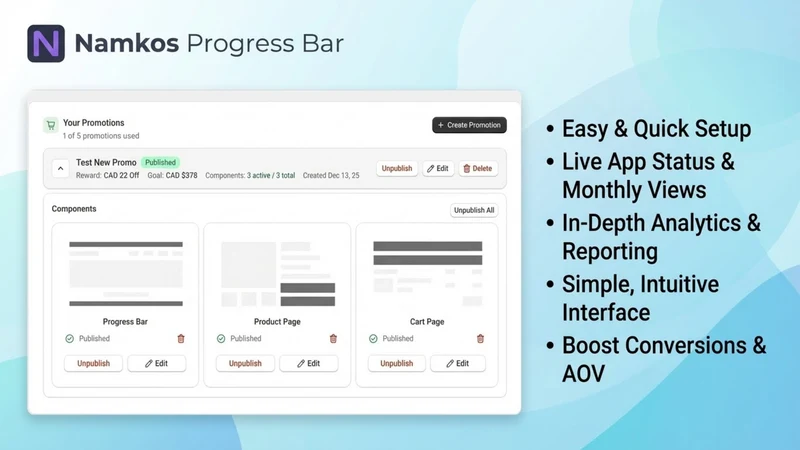 Namkos Progress Bar & Upsell