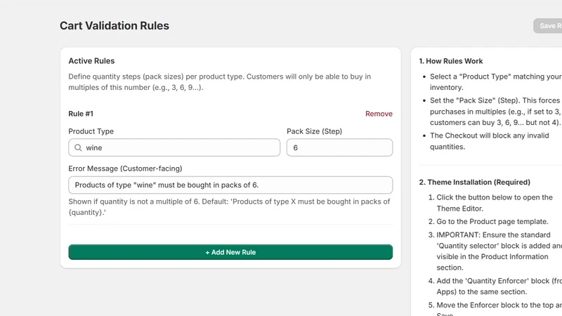 Smart Cart Limits & Validation