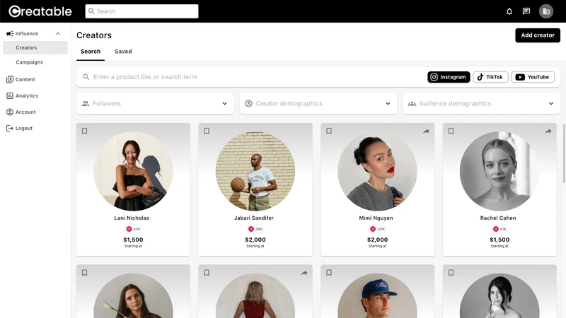 Creatable Influencer Marketing