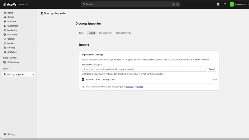 Discogs Importer