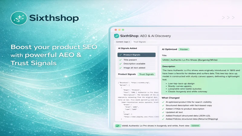 SixthShop:AI SEO,JSON,ALT Text
