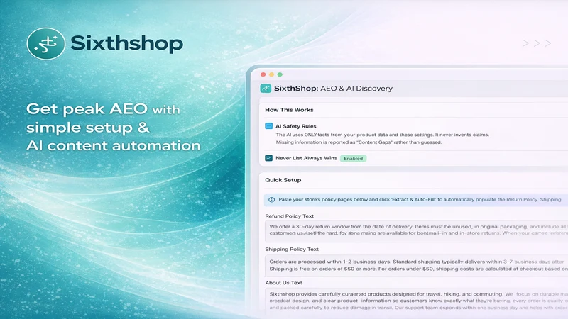 SixthShop:AI SEO,JSON,ALT Text