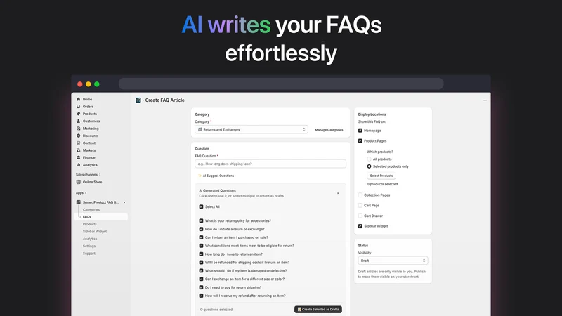 Sumo Product FAQ Builder + AI