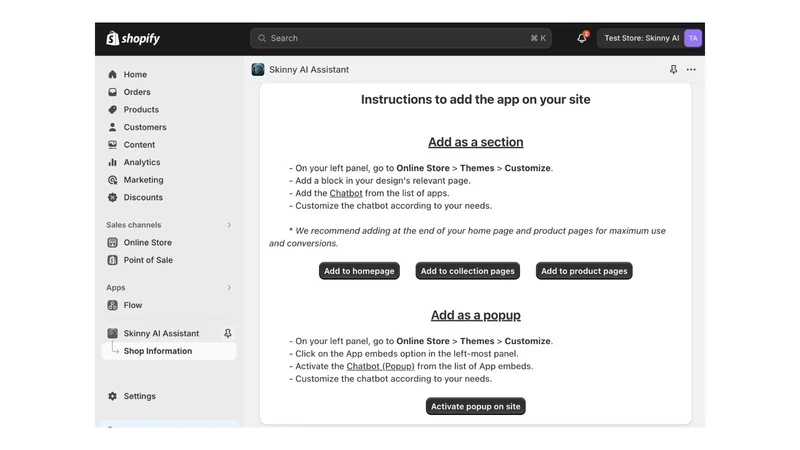 Octosell: AI Chatbot as Popup