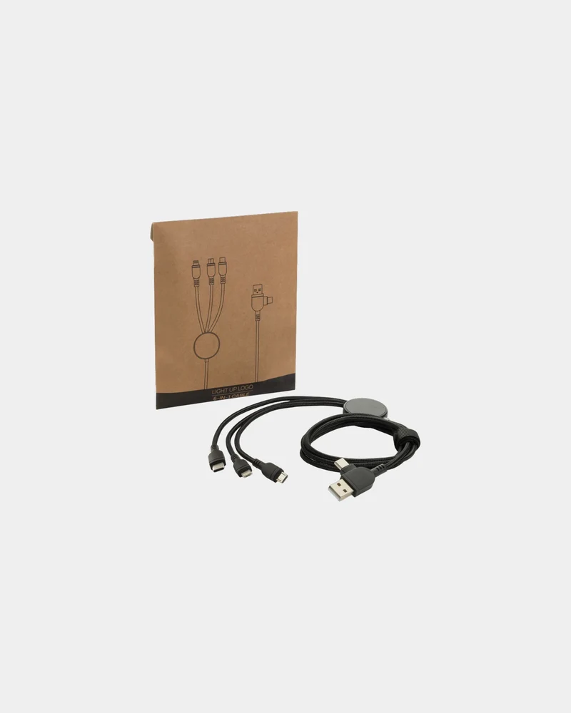 Cable 6 en 1 luminoso nylon 120 cm para personalizar