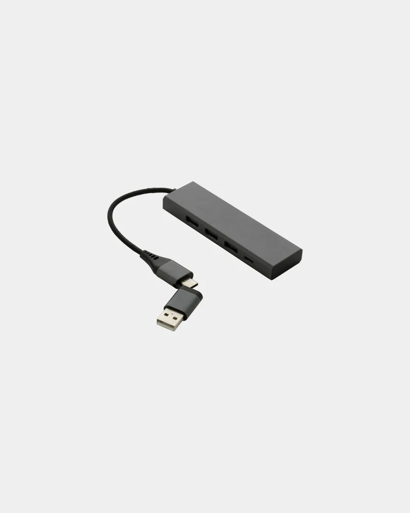 Hub USB aluminio reciclado RCS Terra para personalizar