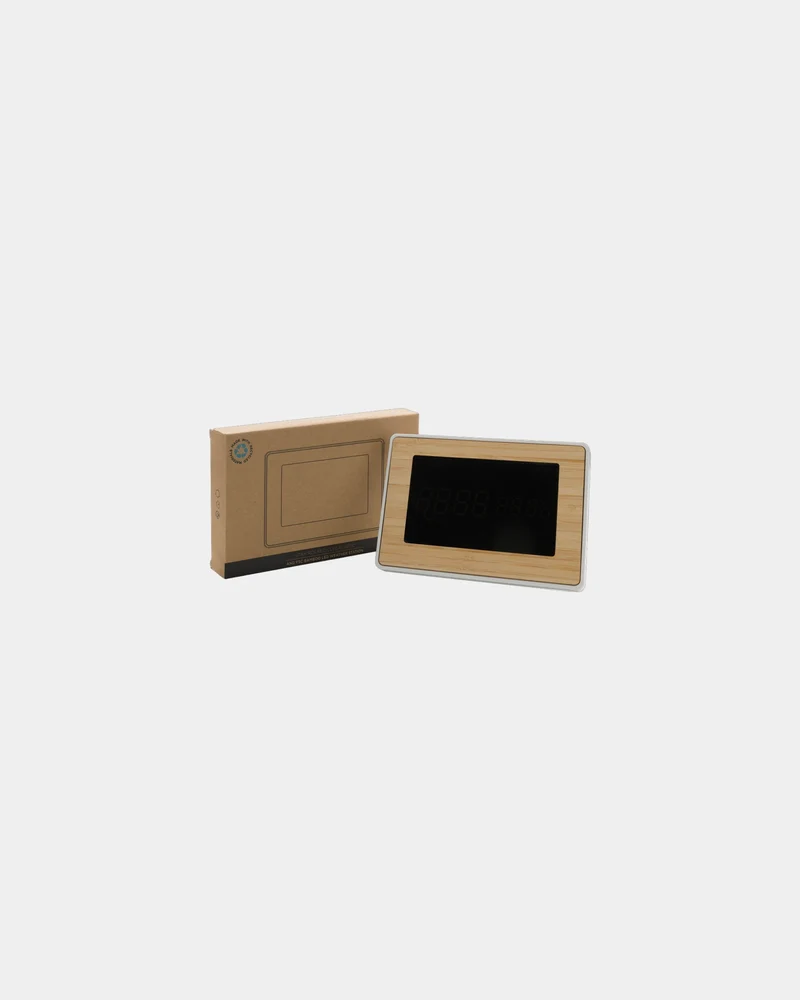 Reloj de pared LED bambú reciclado Utah para personalizar