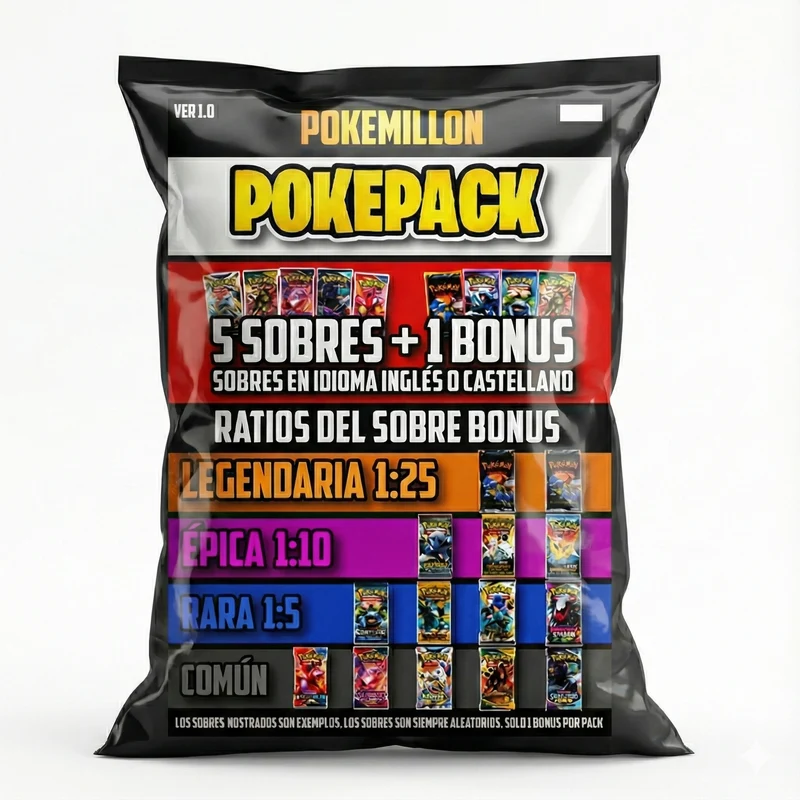 POKEPACK Base Set | 5 Sobres + Bonus | Mystery Box Base Set 1ed 1:25
