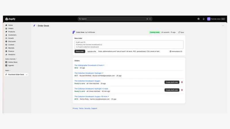 Fulfillmate Purchase Orders
