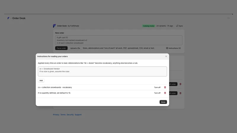 Fulfillmate Purchase Orders