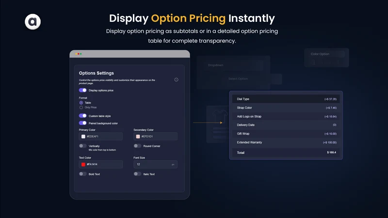 POA: Product Options & Addons