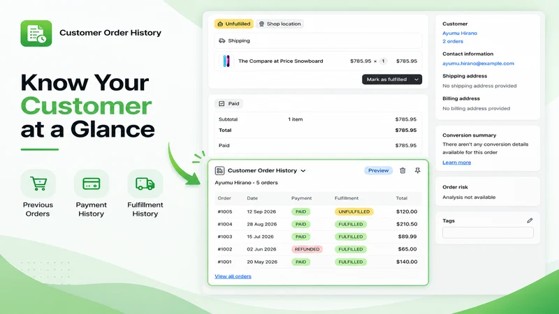 OrderPeek ‑ Customer History