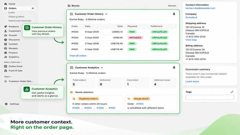 OrderPeek ‑ Customer History