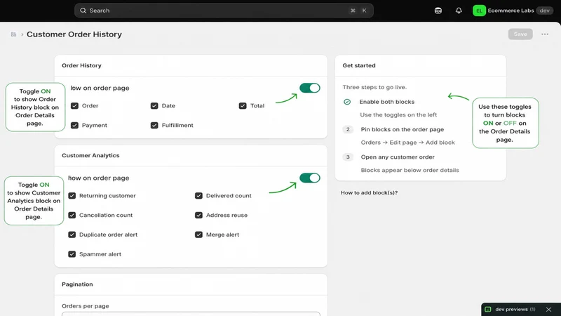 OrderPeek ‑ Customer History