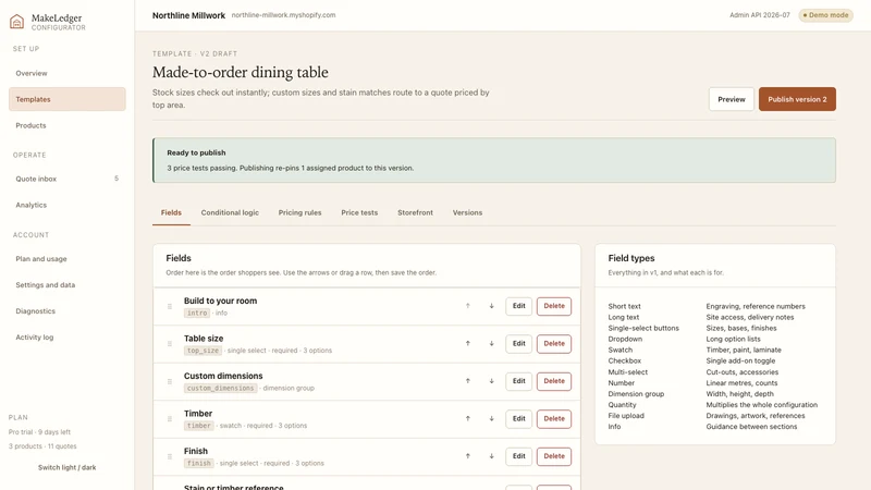 Makewright: Product Config