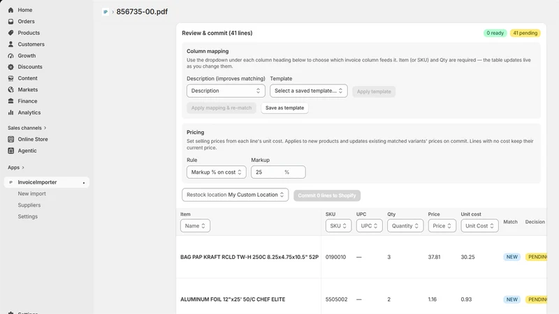 Invoice Importer ‑ AI powered