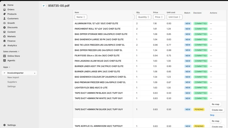 Invoice Importer ‑ AI powered