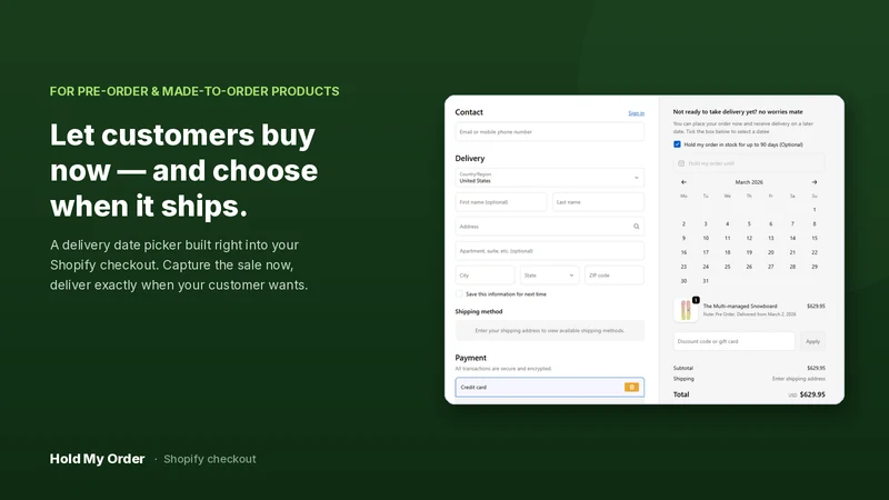 Hold My Order ‑ Pre‑Orders