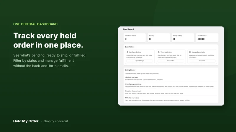 Hold My Order ‑ Pre‑Orders