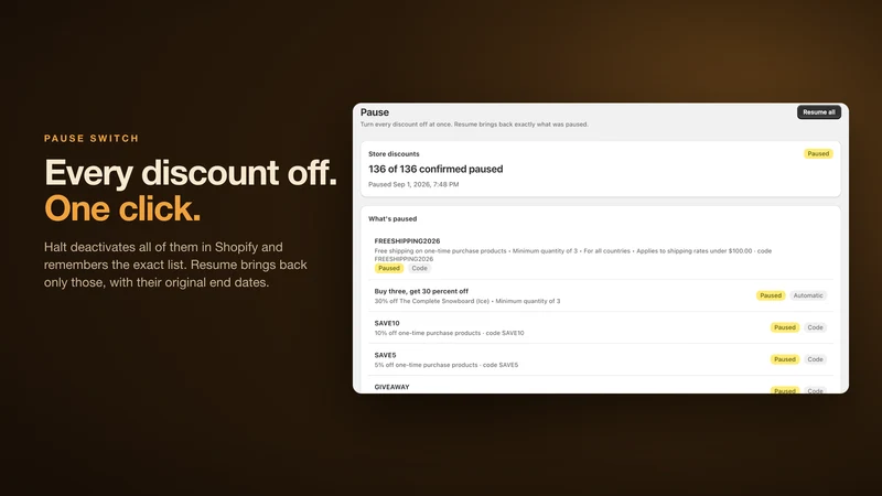 Halt: Block & Pause Discounts