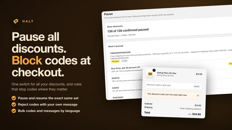 Halt: Block & Pause Discounts
