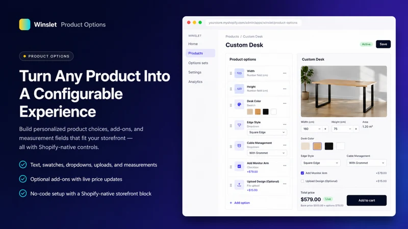 Winslet Product Custom Options