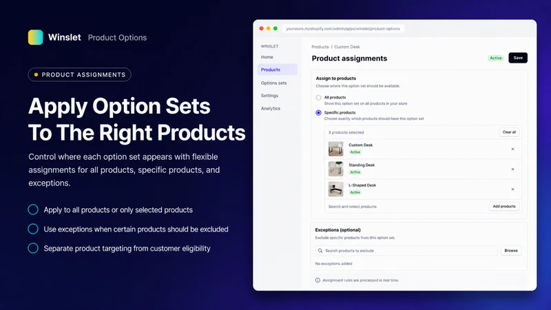 Winslet Product Custom Options