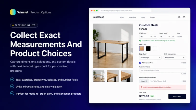 Winslet Product Custom Options