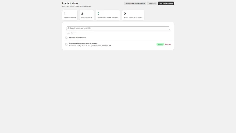 Product Mirroring Wizard