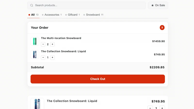 OrderPress Product Table