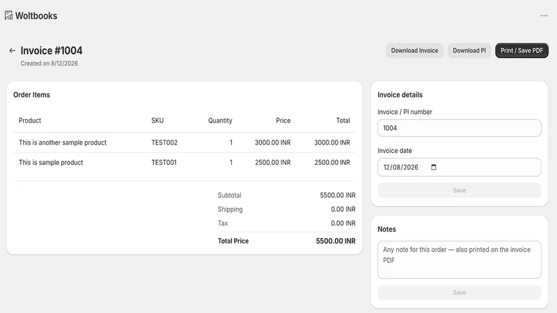 Woltbooks ‑ Invoices & GST