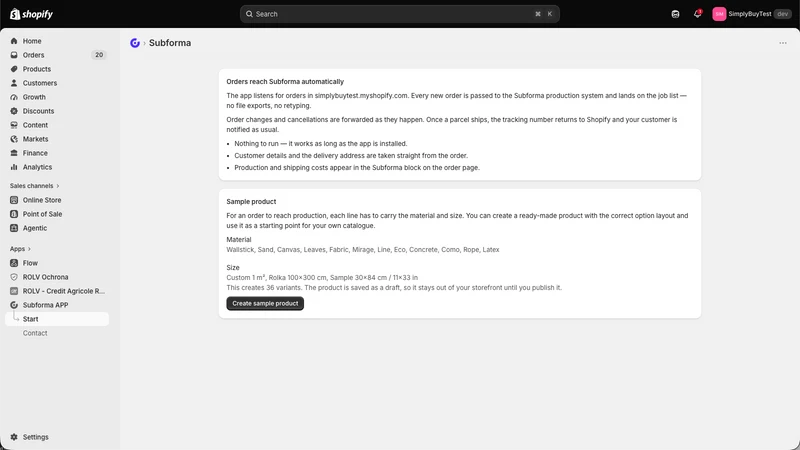 Subforma APP ‑ Print on Demand